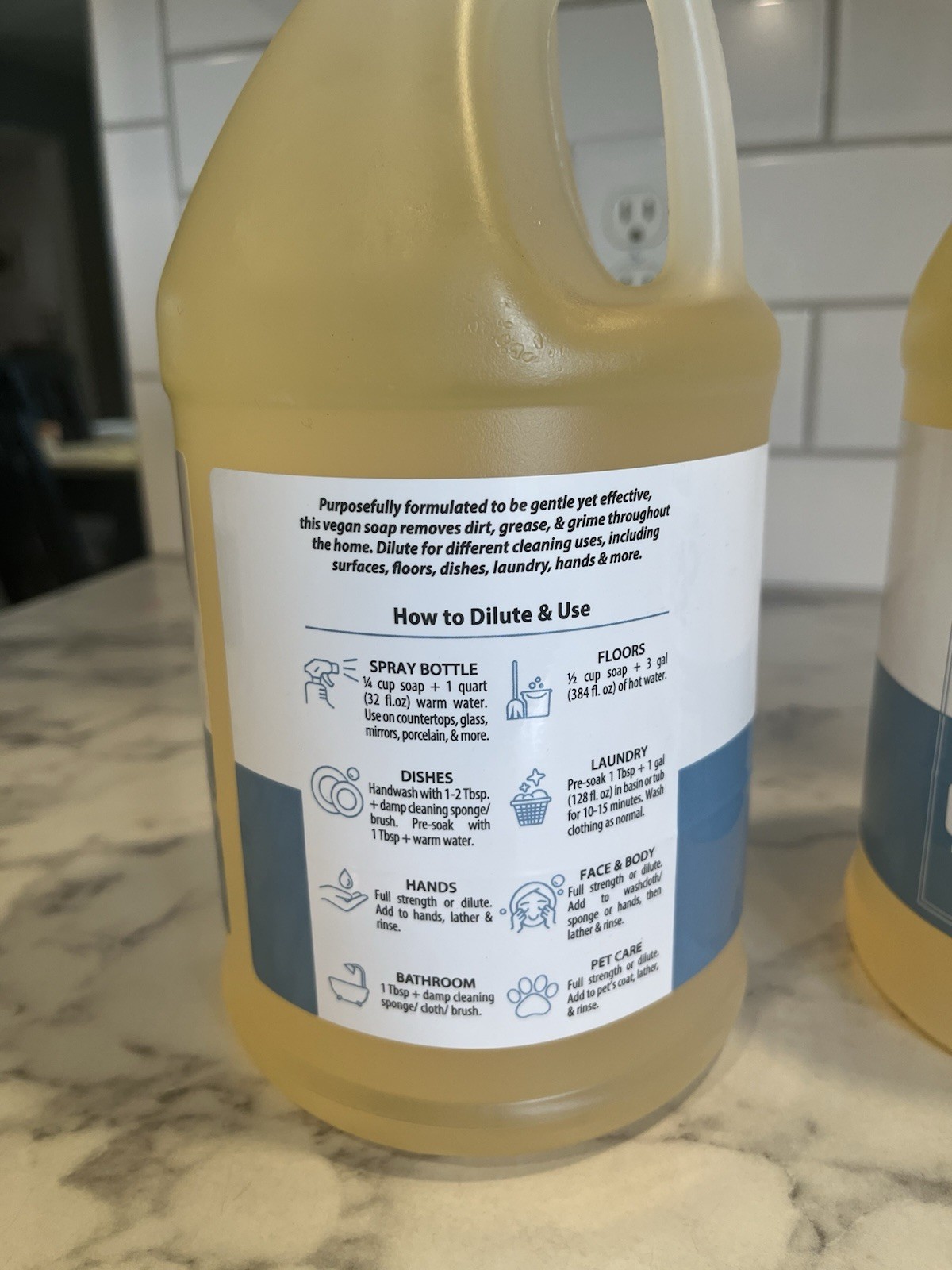 2x Liquid Castile Soap USA made Multi-Purpose Cleaner Unscented 64 Oz (128oz) 1d