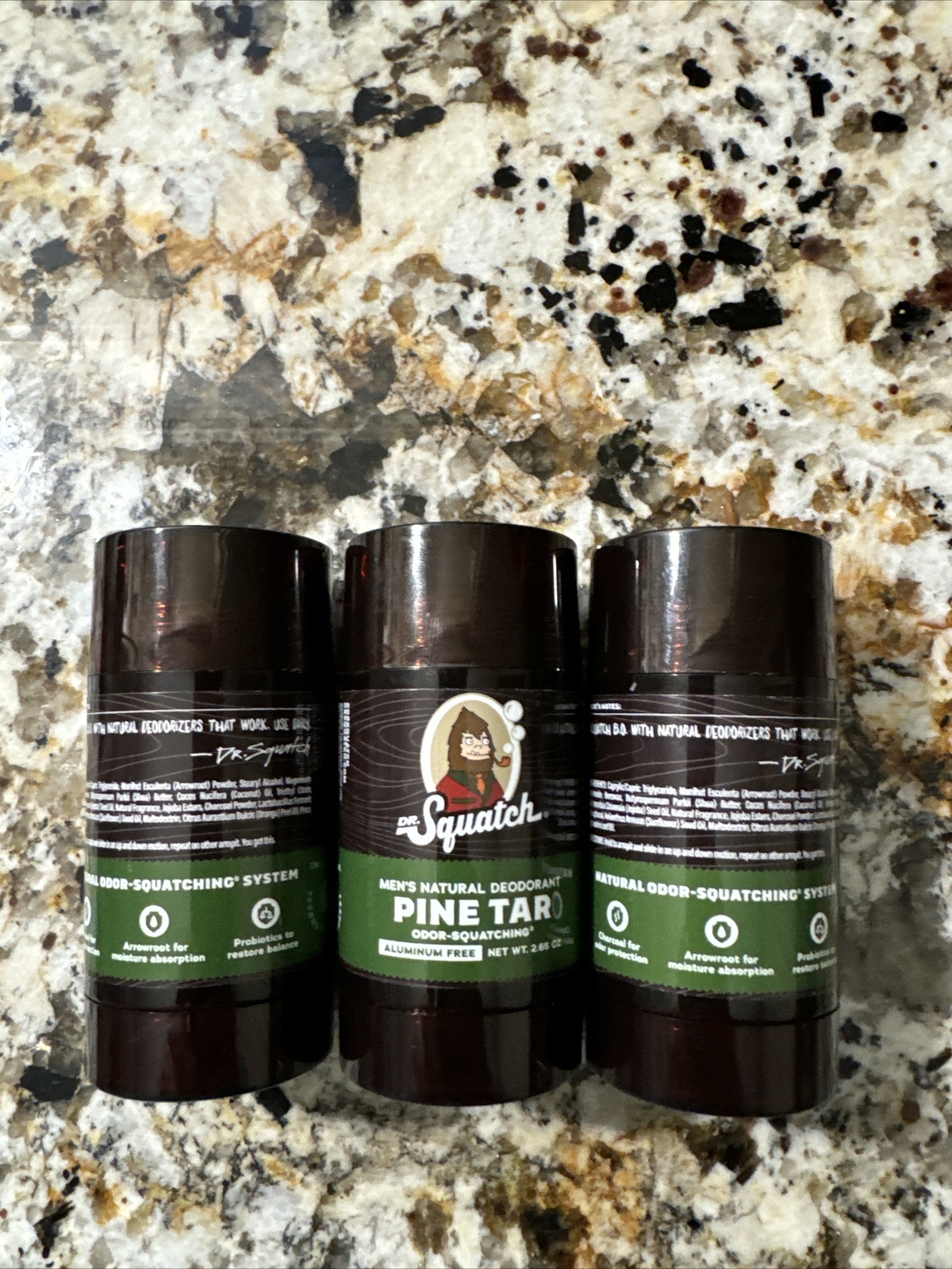NEW!! Dr. Squatch Deodorant Pine Tar, 2.65 fl. oz, Lot of 3!! Sealed!!