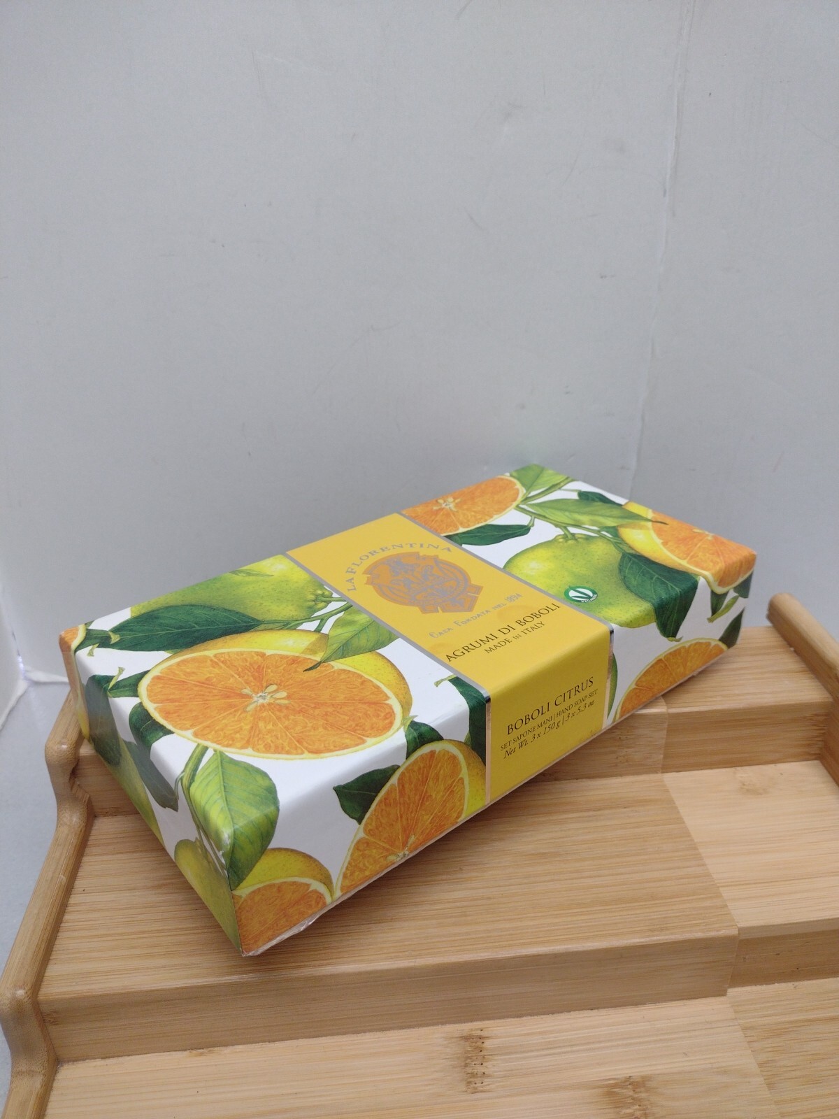 3pk La Florentina BOBOLI CITRUS 15.9oz Emboss Luxury Soap Italy Organic Homemade