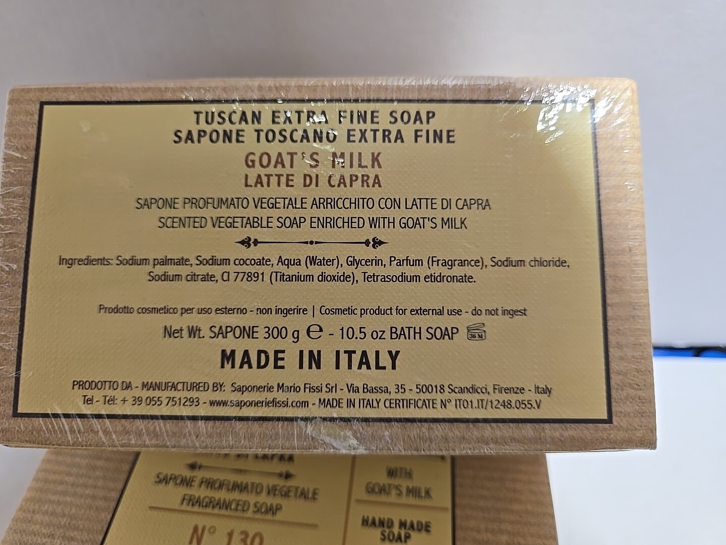 Sapone Profumato Vegetable Fragranced Soap Hand Made in Italy Goat’s milk 3 Pack