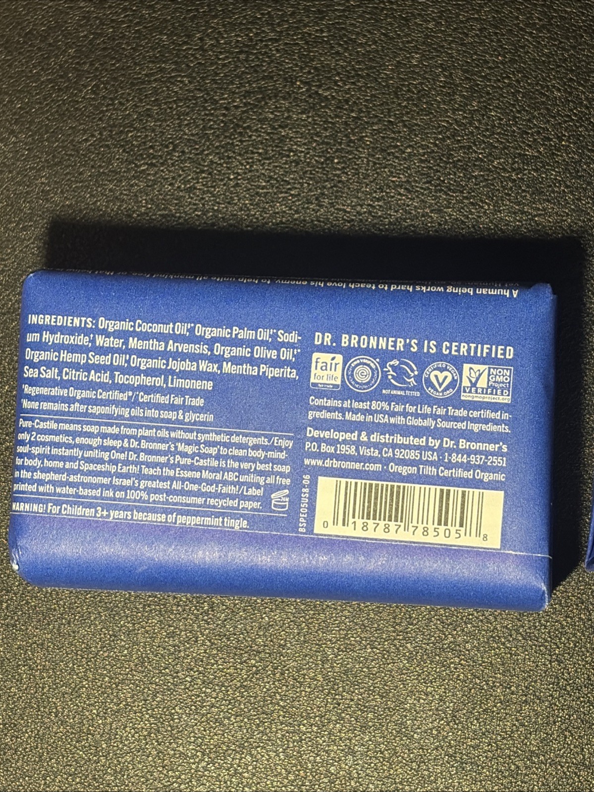 Dr. Bronner’s Peppermint Natural Magic Organic Bar Soap 5 Oz – Pack of 2