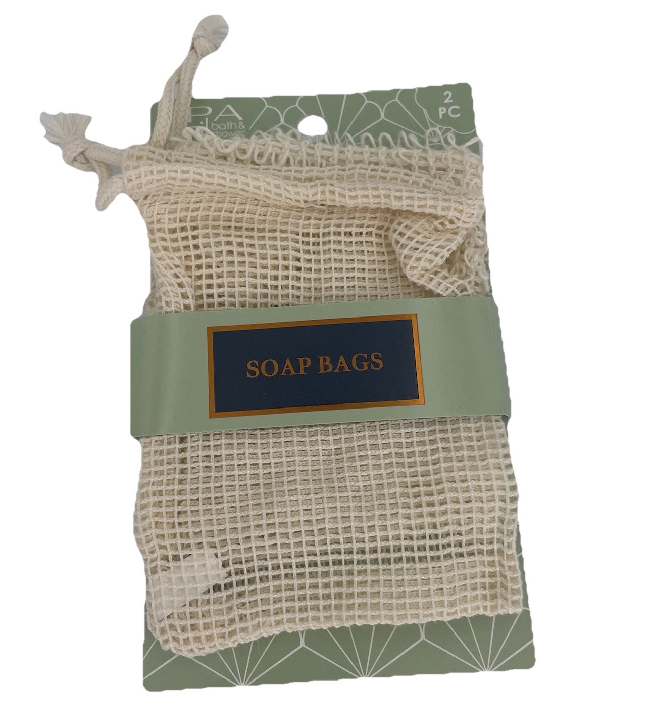 2 Pack Of Mesh Soap Bags Easy Tie Closure Re-usable Washable Soap Saver Bag New