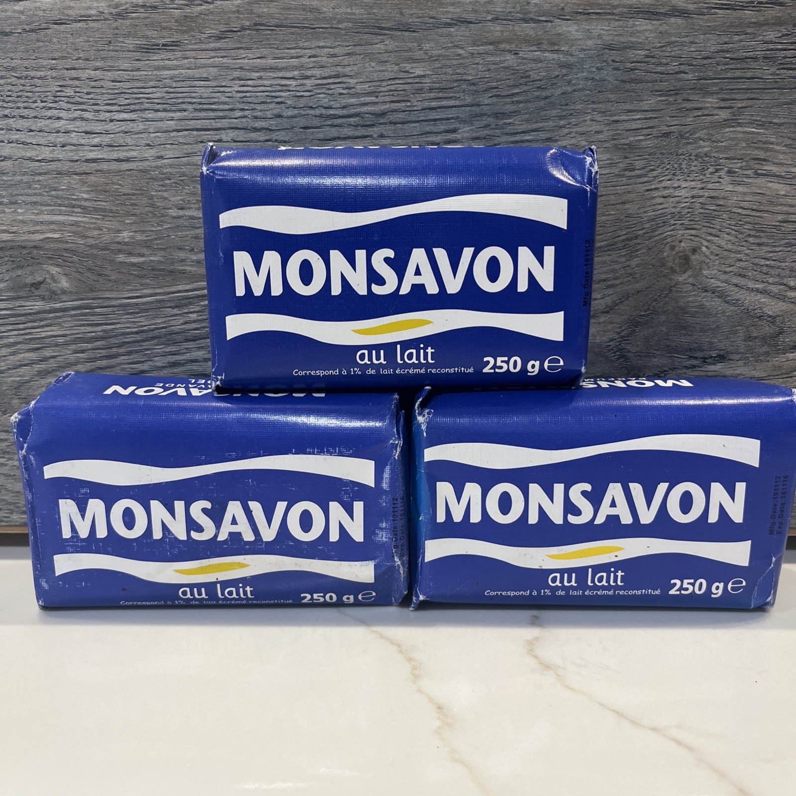 3pc Monsavon au lait Soap Bar Parfum Lavande Lavender 250g Each 750g Total