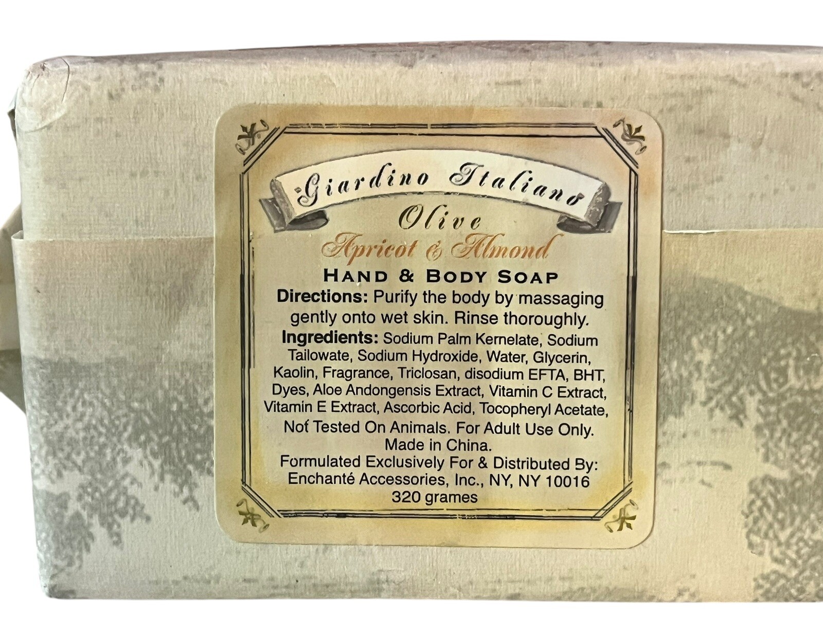 NEW Giardino Italiano Olive Apricot & Almond Hand & Body Soap 11oz- 1 Bar