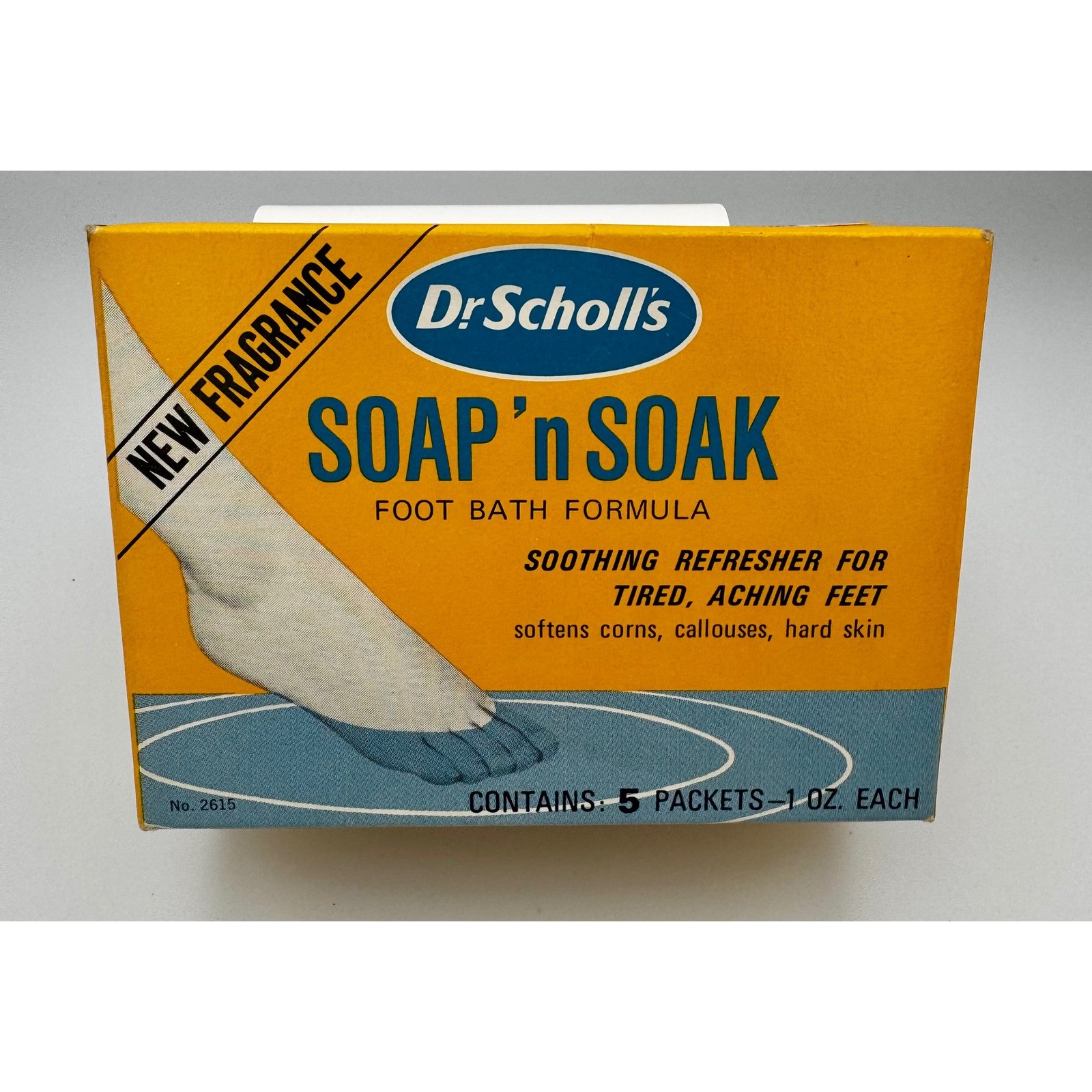 Vtg Dr Scholl’s Soap ‘n Soak Foot Bath Formula 5 Packets New Old Stock 1970s
