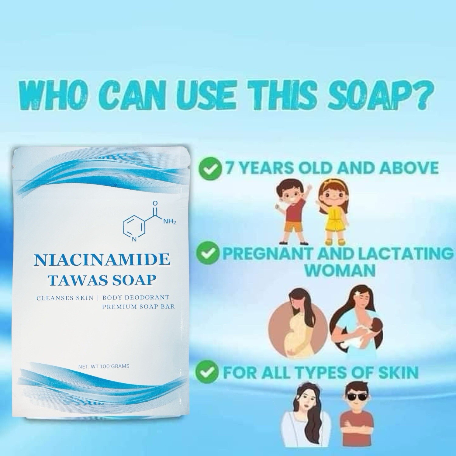 2 bars Niacinamide Tawas Soap 100g/each