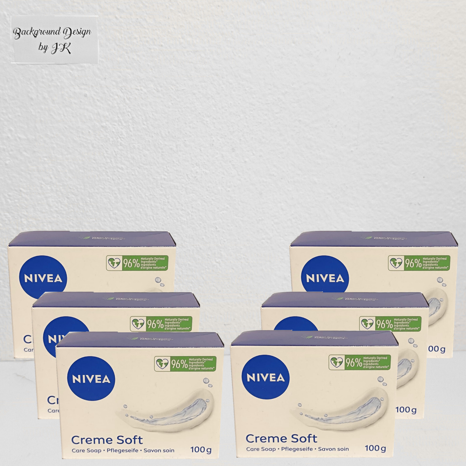 6 x 100 g Nivea cream soft care soap bar moisturising soap