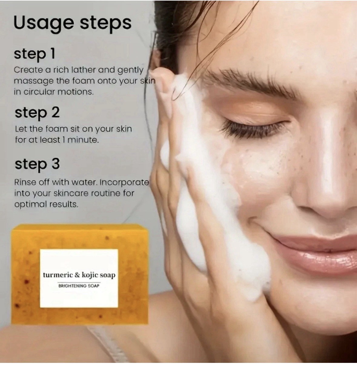 Lemon Turmeric Soap Tablets, Lemon Turmeric Kojic Acid Soap for Dark Spots, Faci