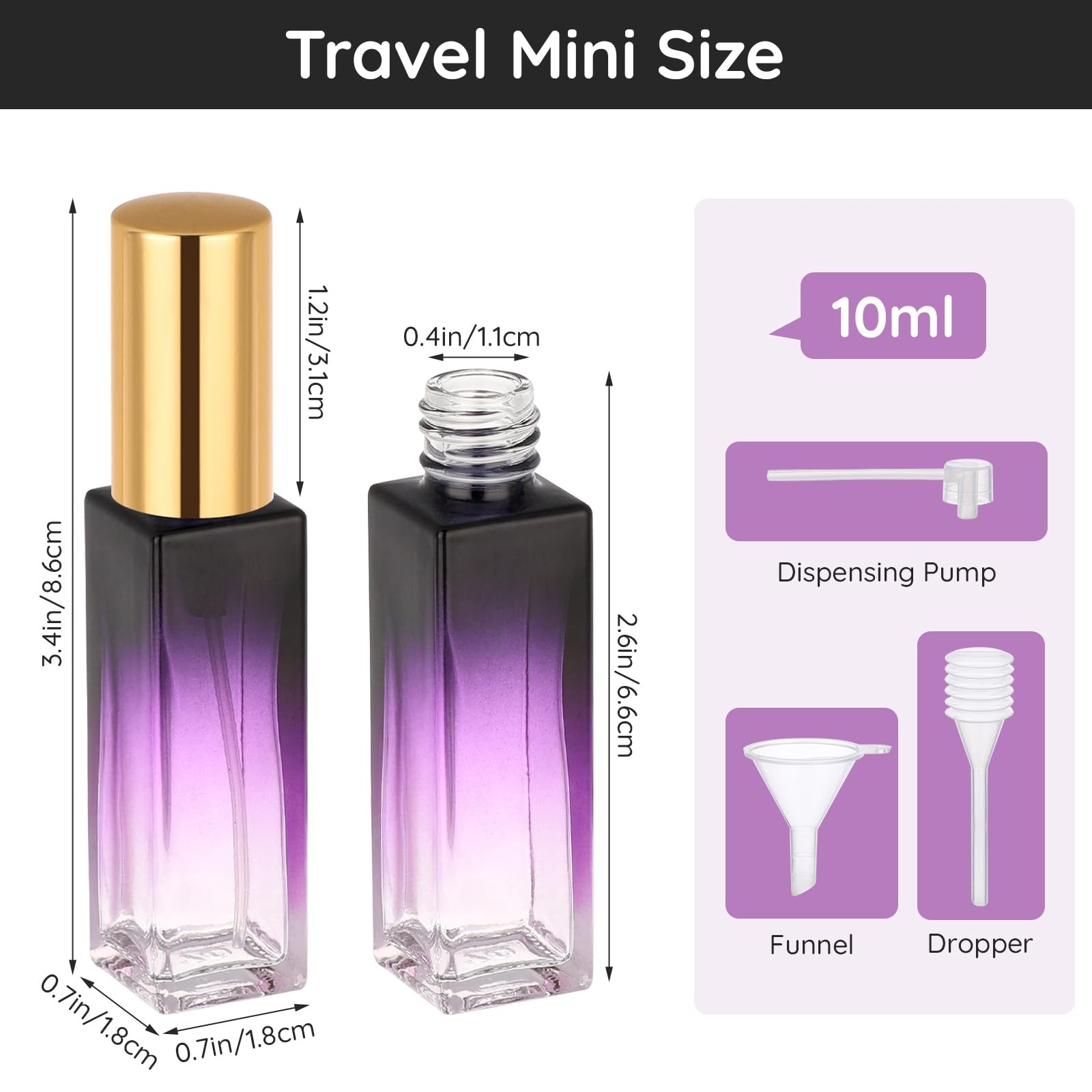 Segbeauty 5x 10ml Travel Perfume Refillable Bottle Set Mini Glass Atomizer 0.34o
