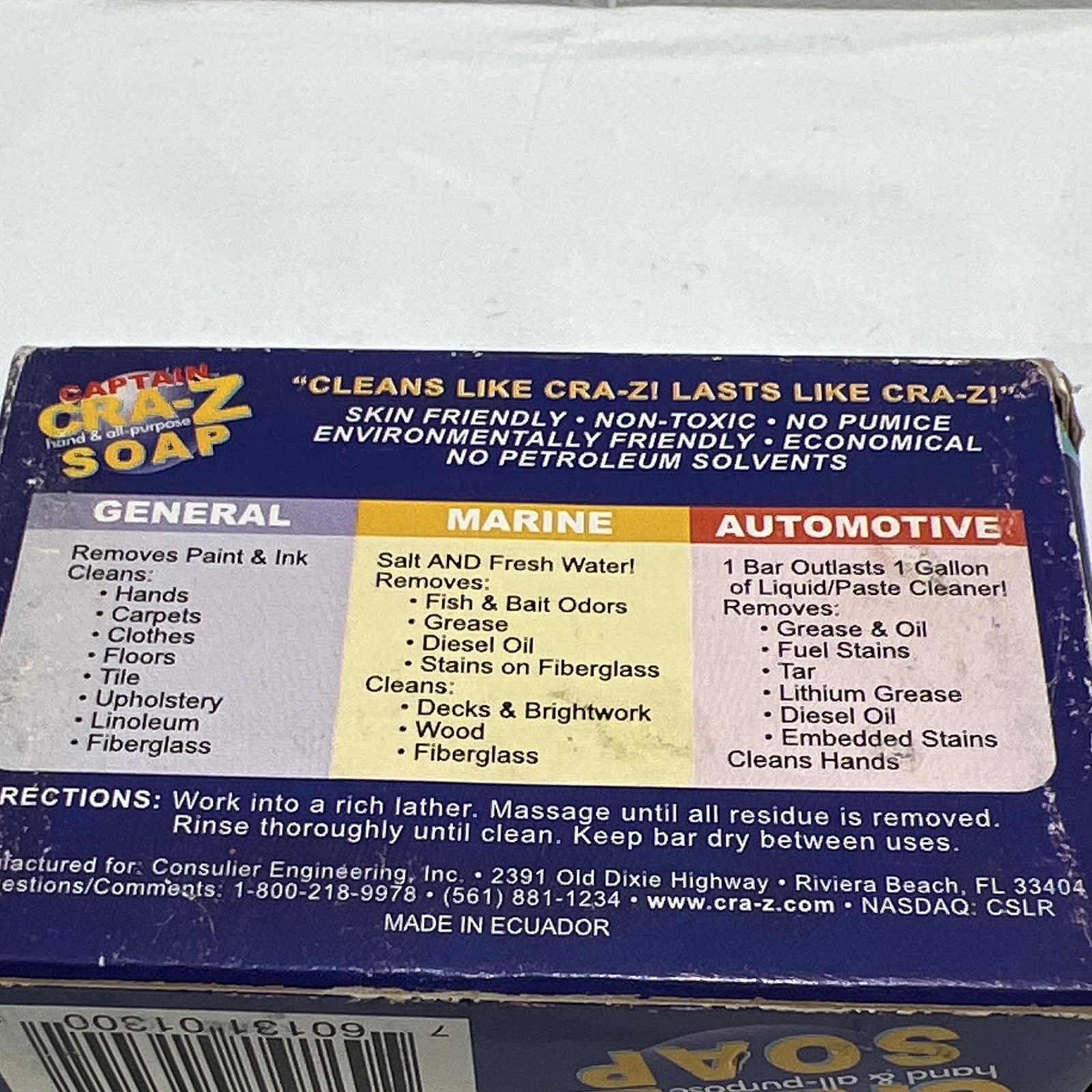 Captain Cra-Z Unscented Non-Toxic Hand & Body Soap Bar 10.7 oz