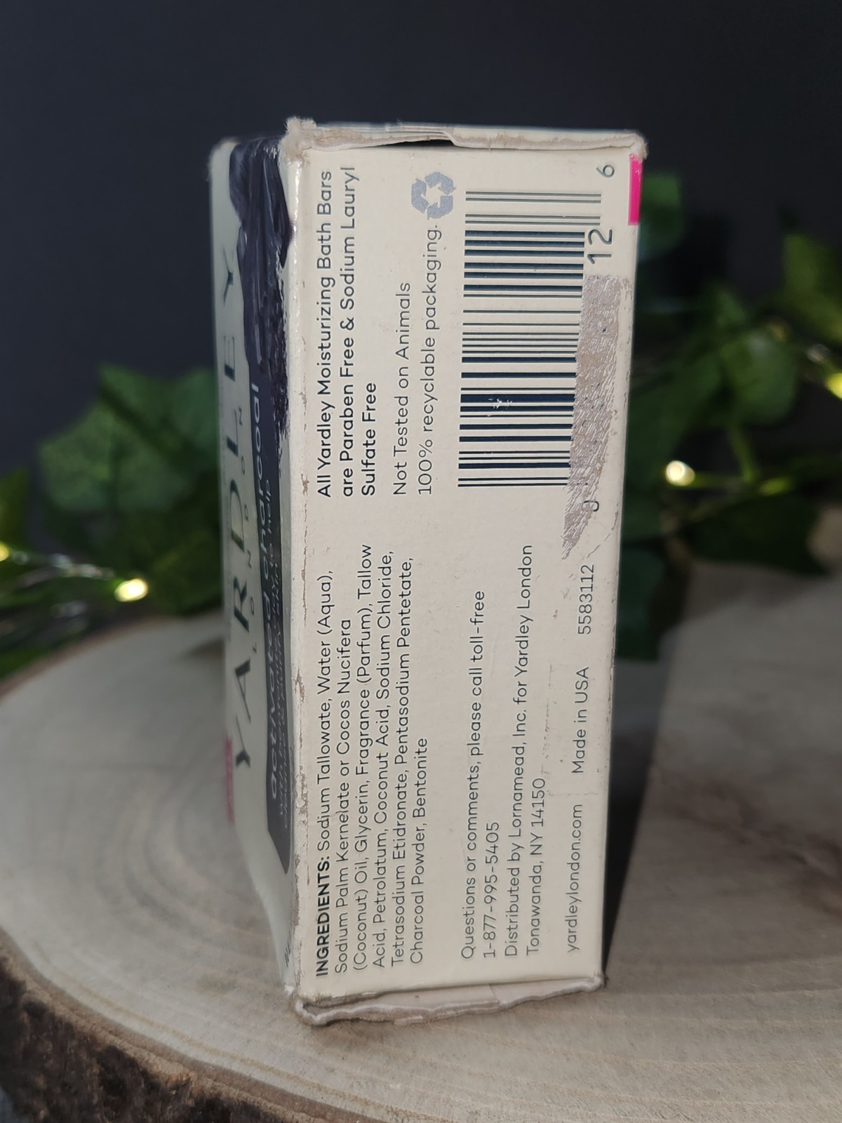 Yardley London Activated Charcoal W/ Clay Moisturizing Bar Soap – New 4.25 oz