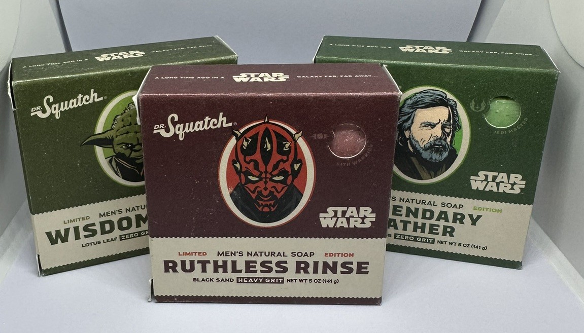 Dr Squatch Star Wars Bundle Soap Limited Edition 3 Pack Lot Yoda Luke Darth Maul