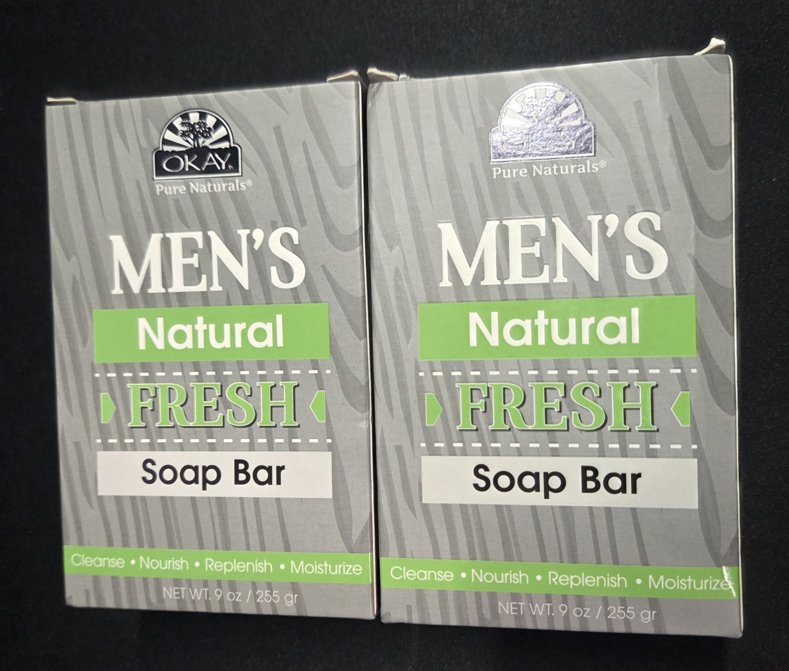 OKAY Pure Naturals Men’s Natural FRESH Soap Bar Lot (2) Large 9 oz Bars New
