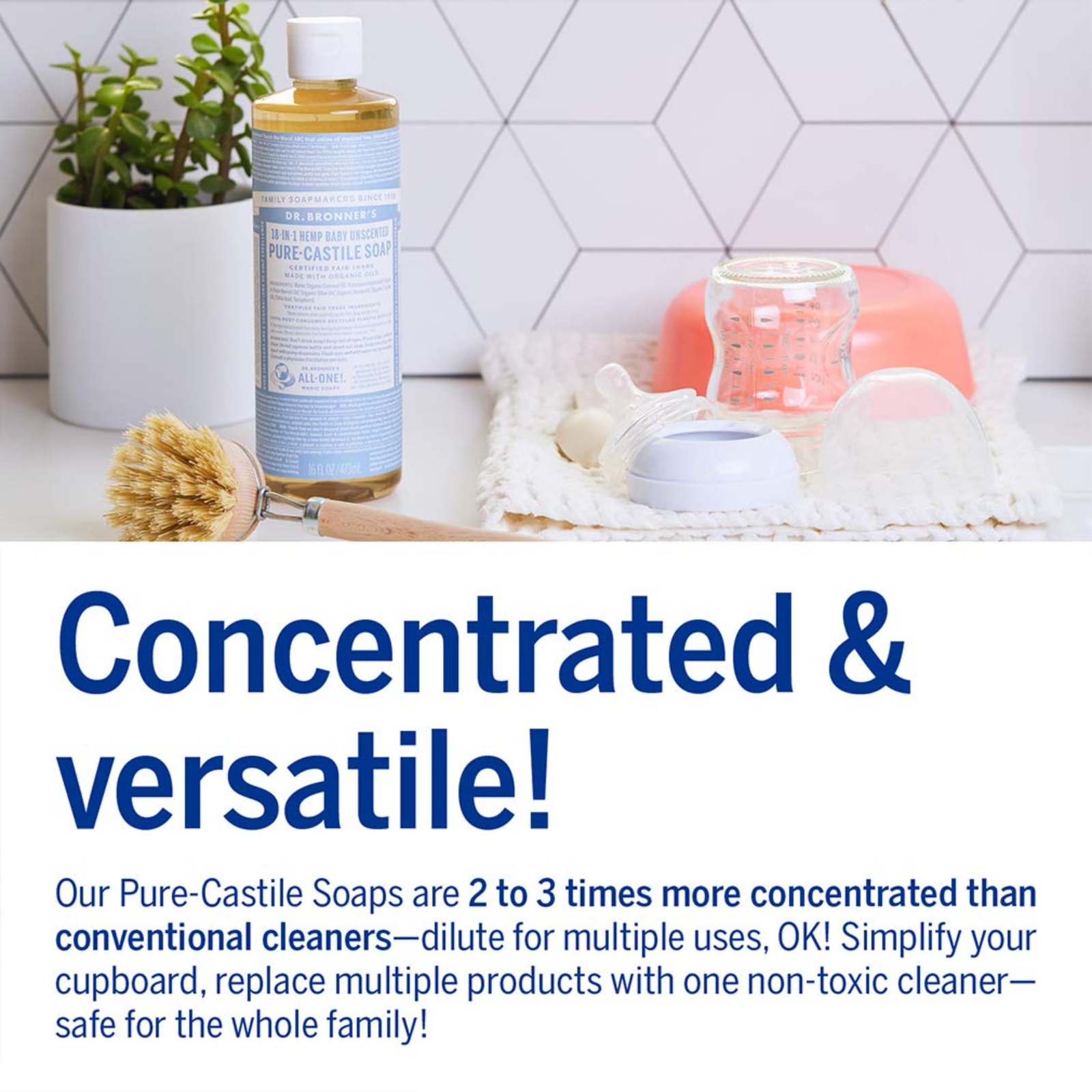 Dr Bronner’s Pure Castile Liquid Soap Baby Unscented 16 Oz Organic Fair Trade