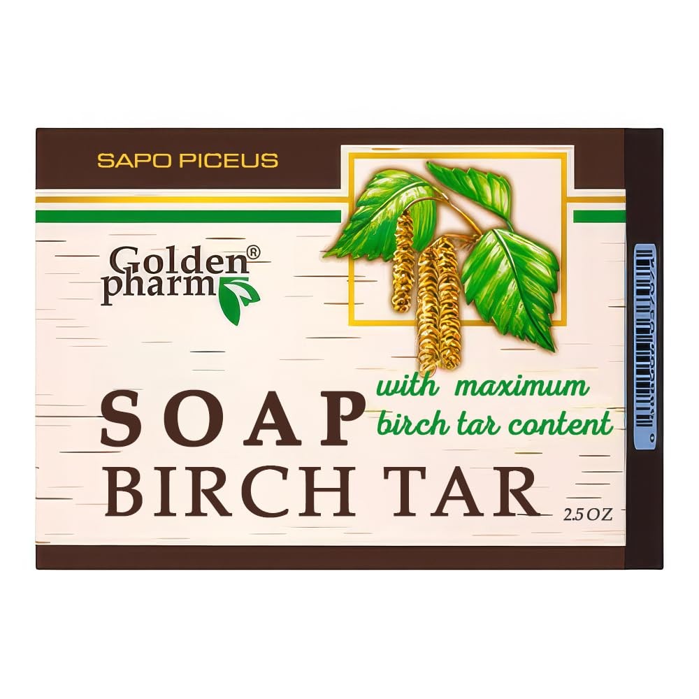 Birch Tar Soap Bar, Face & Body, Cleansing Bar with Glycerin & Kaolin 70g