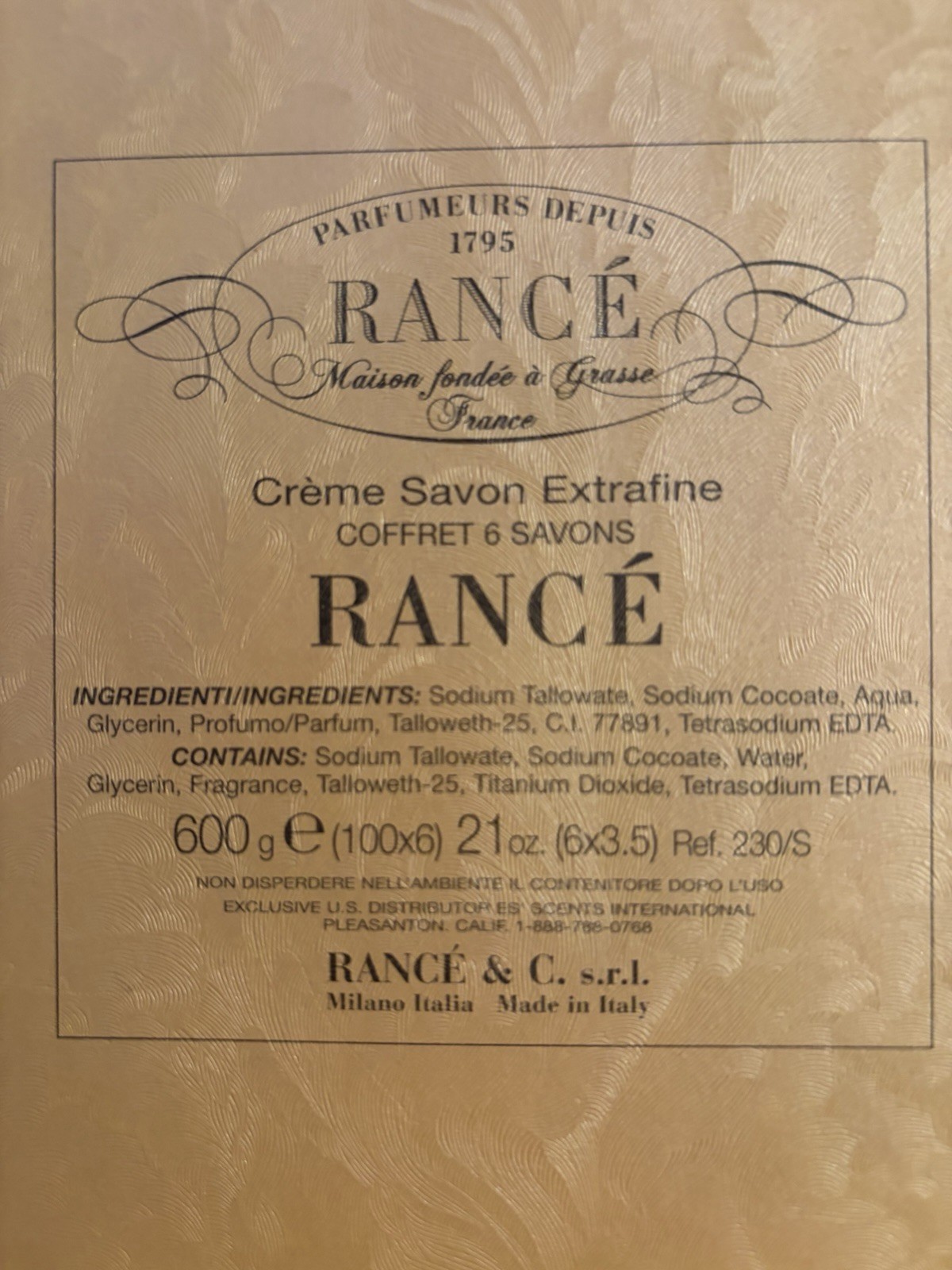 Rancé Crème Savon Extrafine Coffret 6 Oval Body Bar Soaps Regular Size