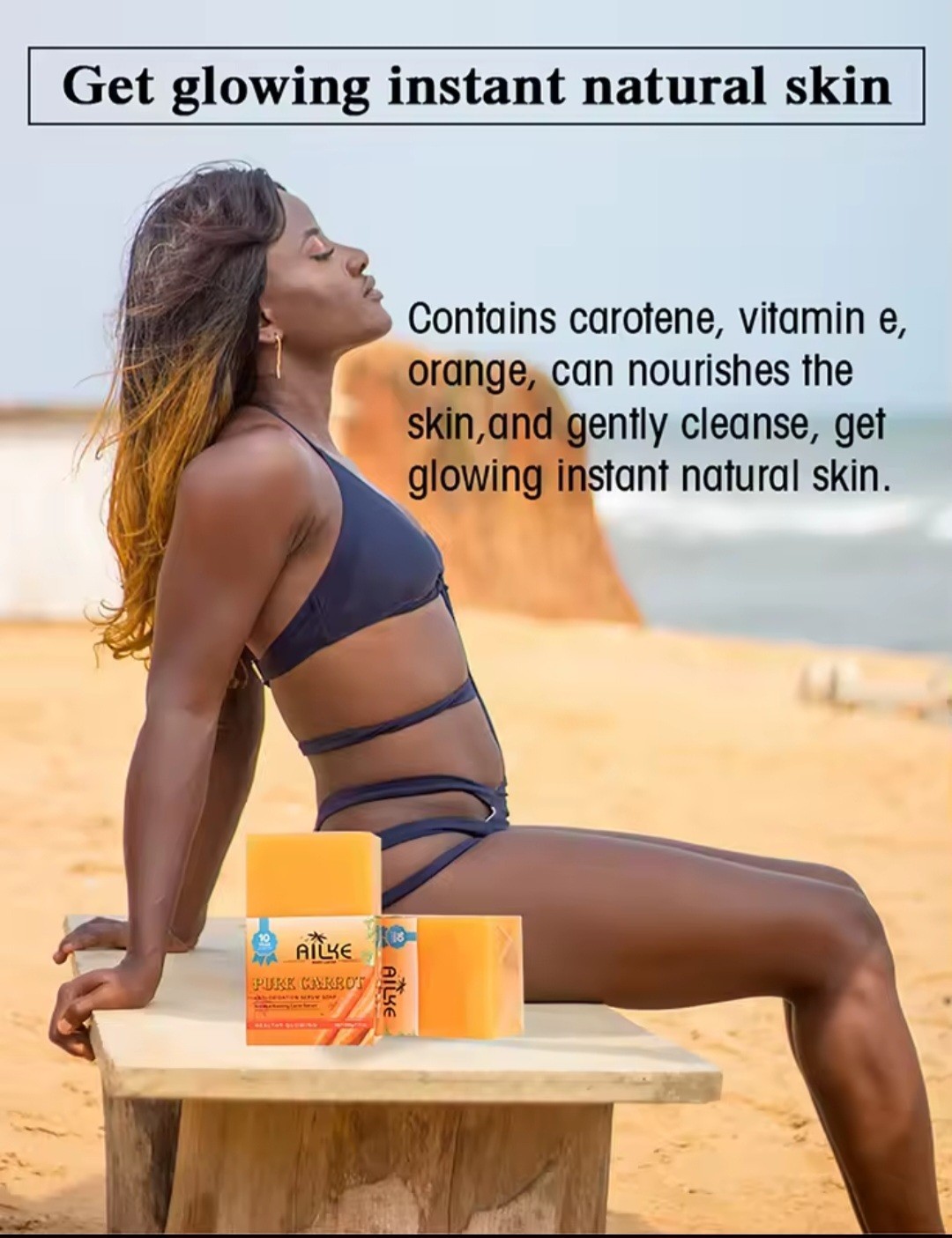 AILKE Pure Carrot Serum Soap Bar Moisturizing Deep Cleansing 200g Face/Body