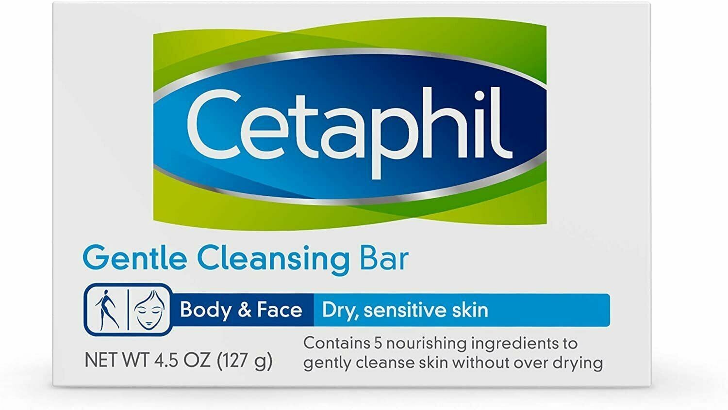Cetaphil Gentle Cleansing Bar Body and Face For Dry Sensitive Skin 4.5 Ounces