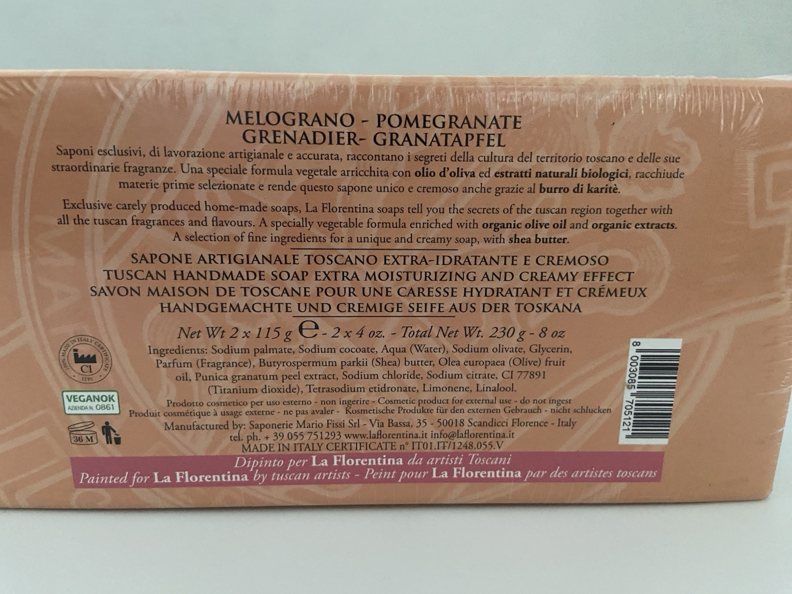 BNIB New Sealed La Florentina Melograno Pomegranate Soaps Set 4 oz. each ITALY