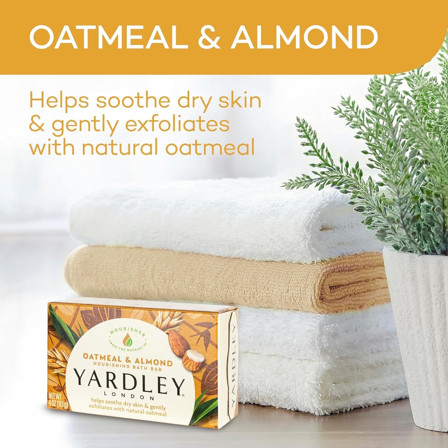 Yardley Oatmeal and Almond Bar Soap, Oatmeal & Almond, 4 Ounce (Pack of 10)