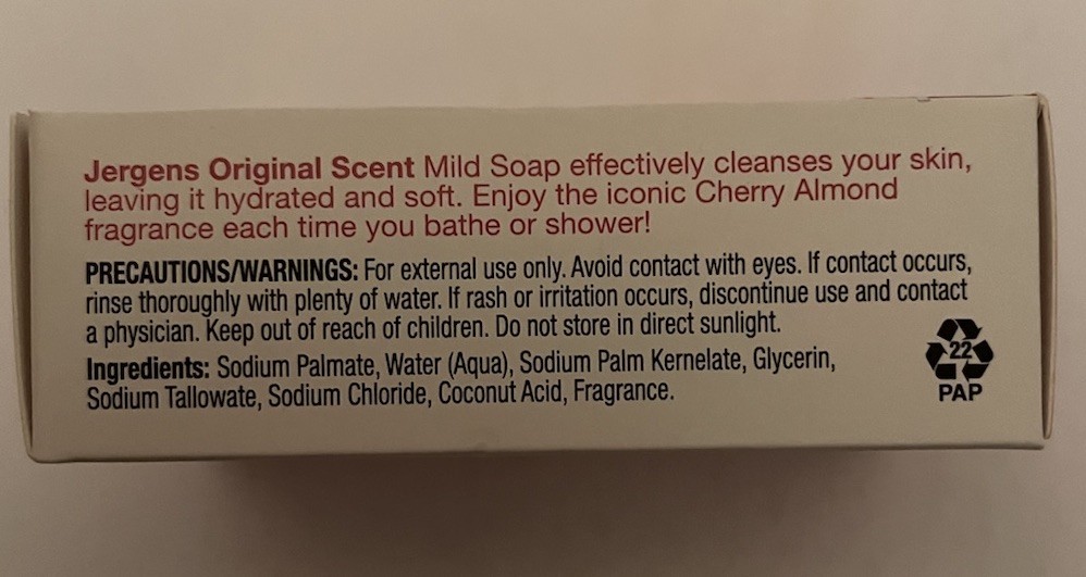 Lot of 12 JERGENS Mild Bar Soap Cherry Almond Original Scent 3 oz.