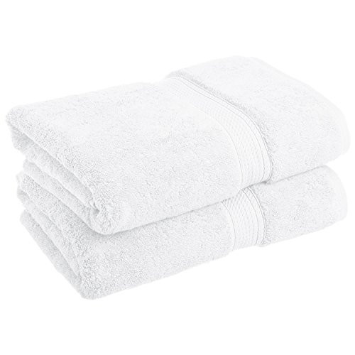 SUPERIOR – 900GSM BATH WH Egyptian Cotton Solid Towel Set, 2PC Bath, White, 2