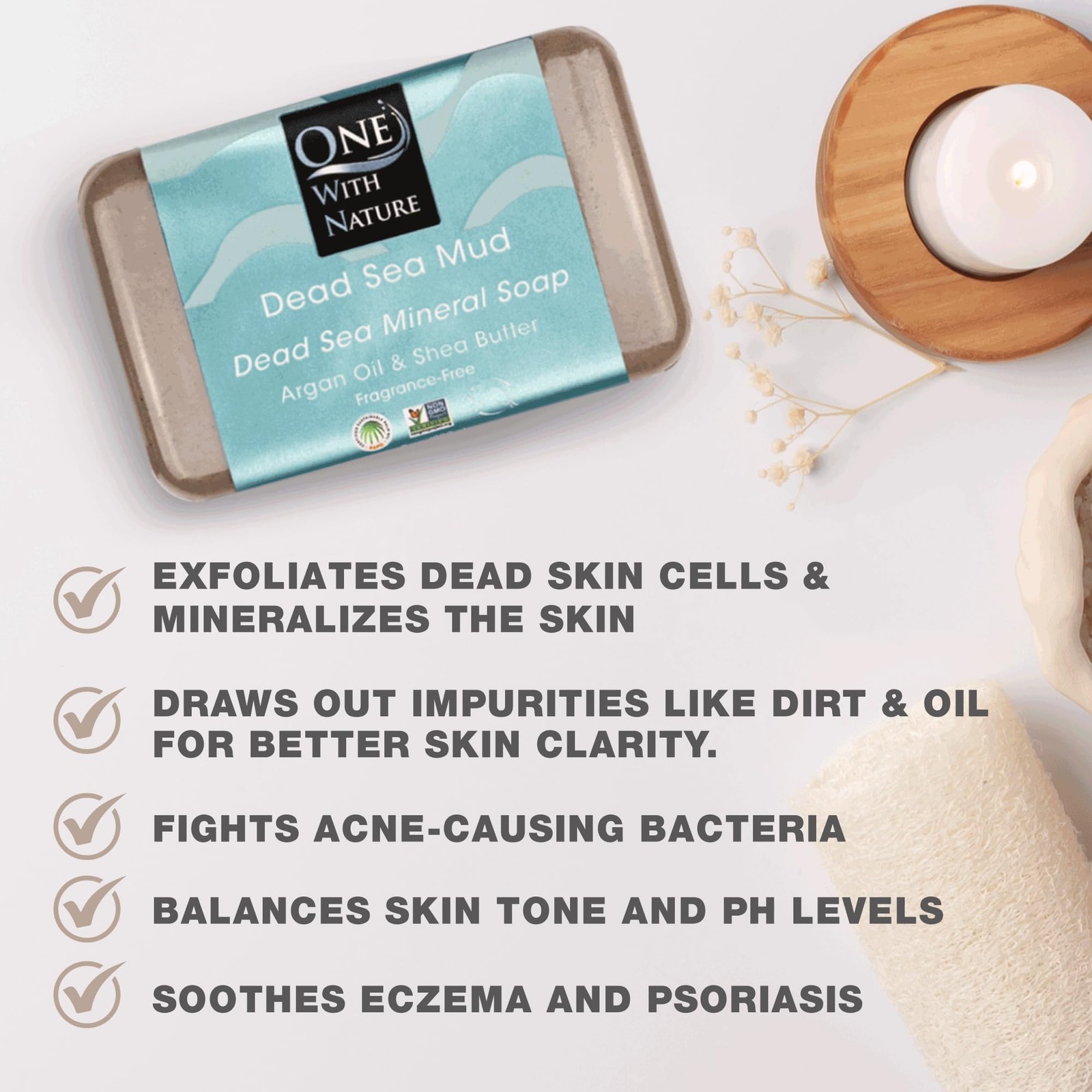 One With Nature Dead Sea Mud Soap 4oz 3-Pack – 4 Ounce (Pack of 3),