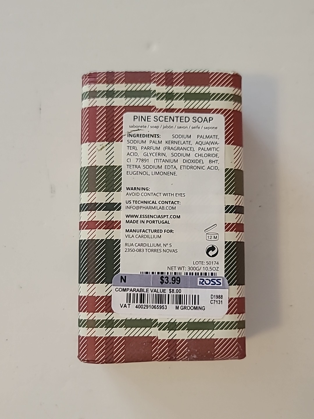 New Vila Cardillium Pine Scented Gentlemans Edition Portugal Soap 10.5oz