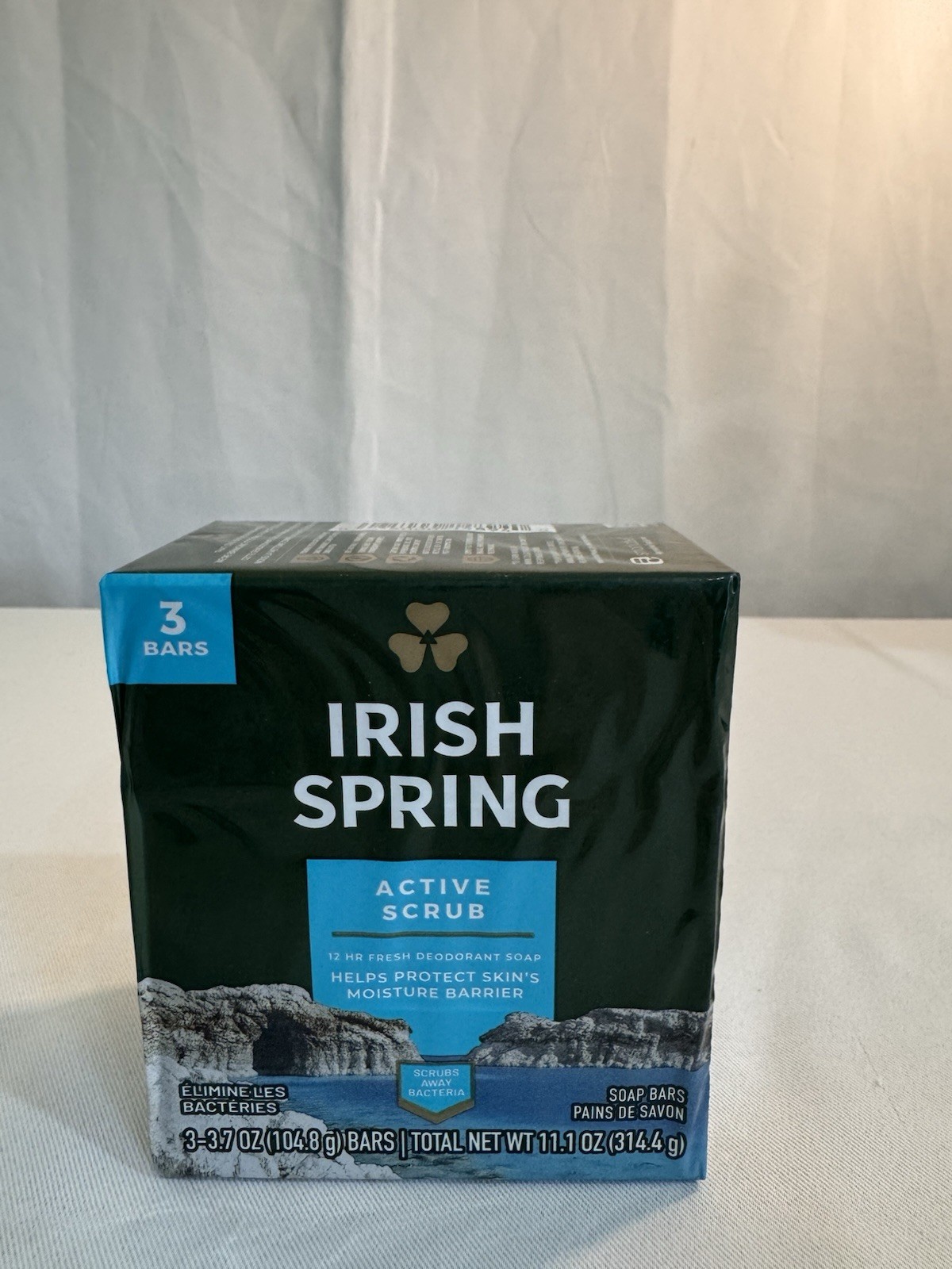 Irish Spring Deep Action Scrub Deodorant Bar Soap 12 Hour Protection 3 Count