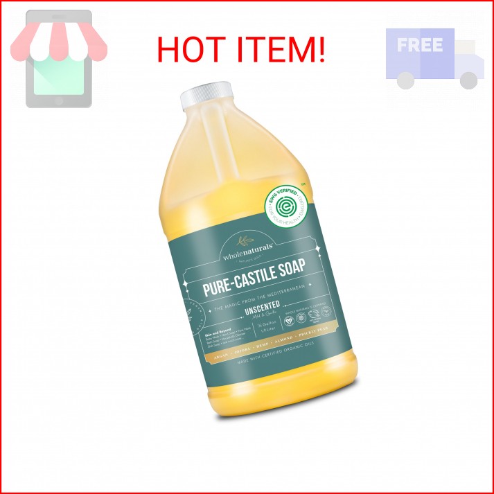 WHOLENATURALS Pure Castile Soap Liquid, EWG Verified & Certified Palm Oil Free U