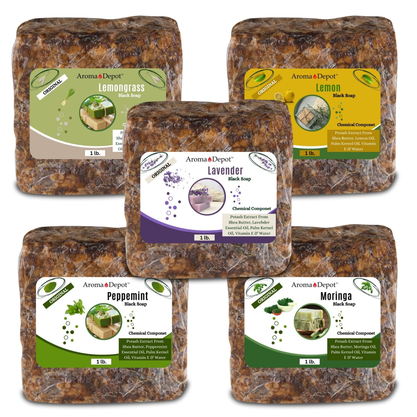 Raw African Black Soap 1 lb. Bar Organic 100% Natural Pure Unrefined From Ghana