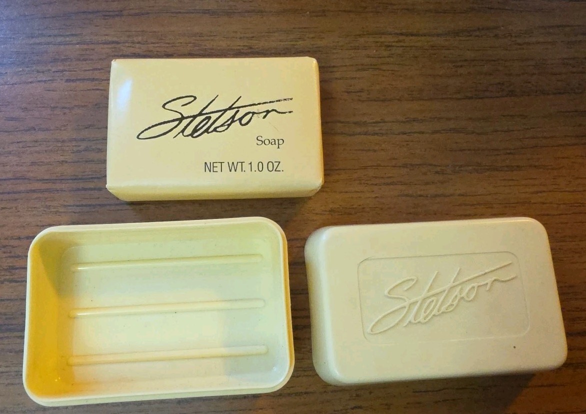 Vintage STETSON By COTY Travel Size 1.0 Oz Soap In Plastic Travel Case Unopened