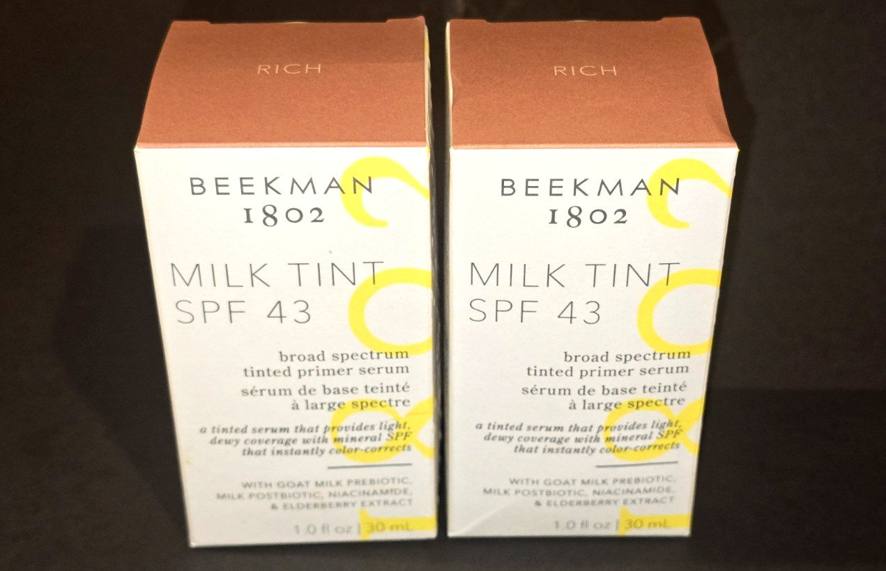 LOT of 2 BEEKMAN 1802 MILK TINT SPF 43 BROAD SPECTRUM TINTER RICH 30mL 6/26