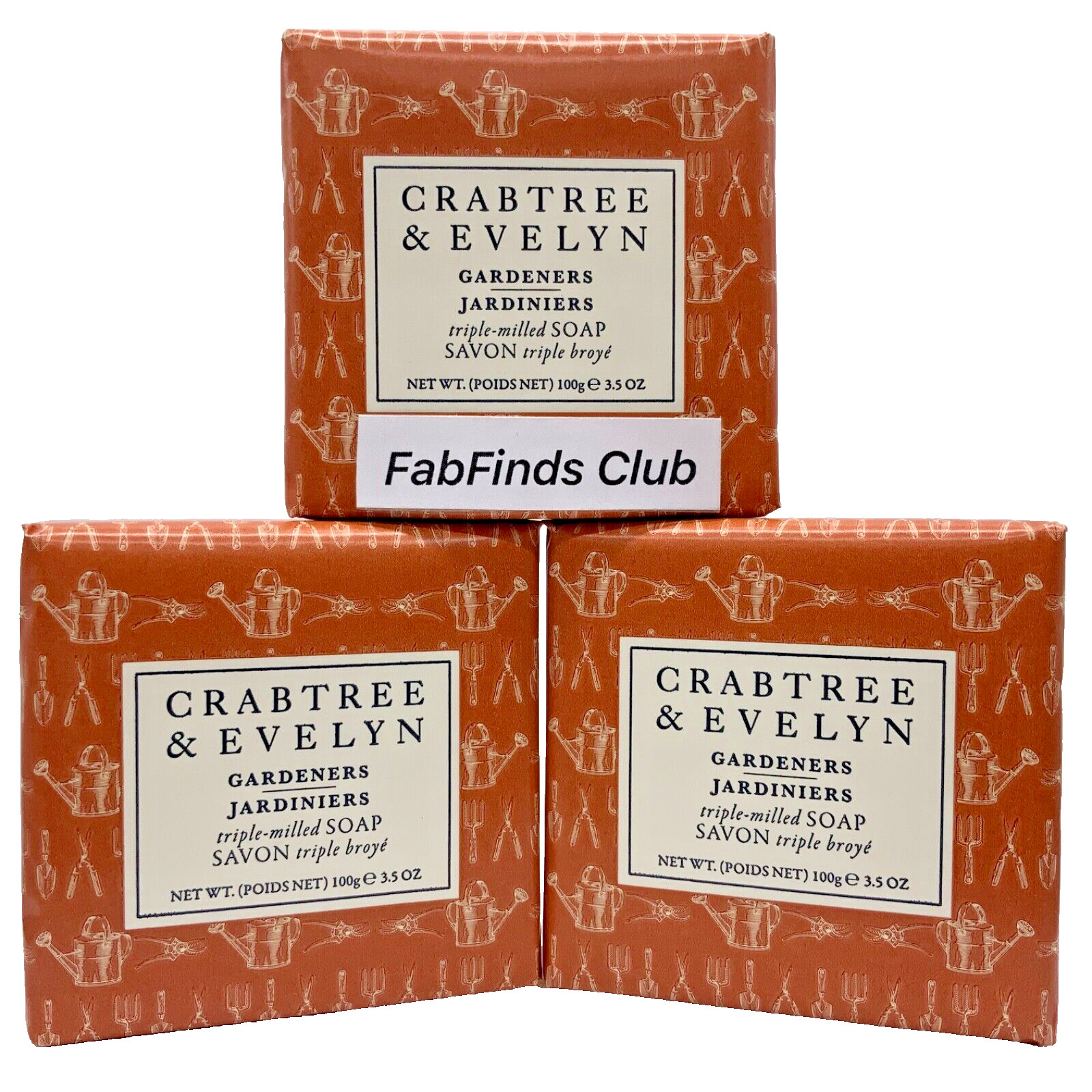 Crabtree & Evelyn Gardeners Bar Soap Triple Milled 10.5oz (3×3.5oz) 3pc Set