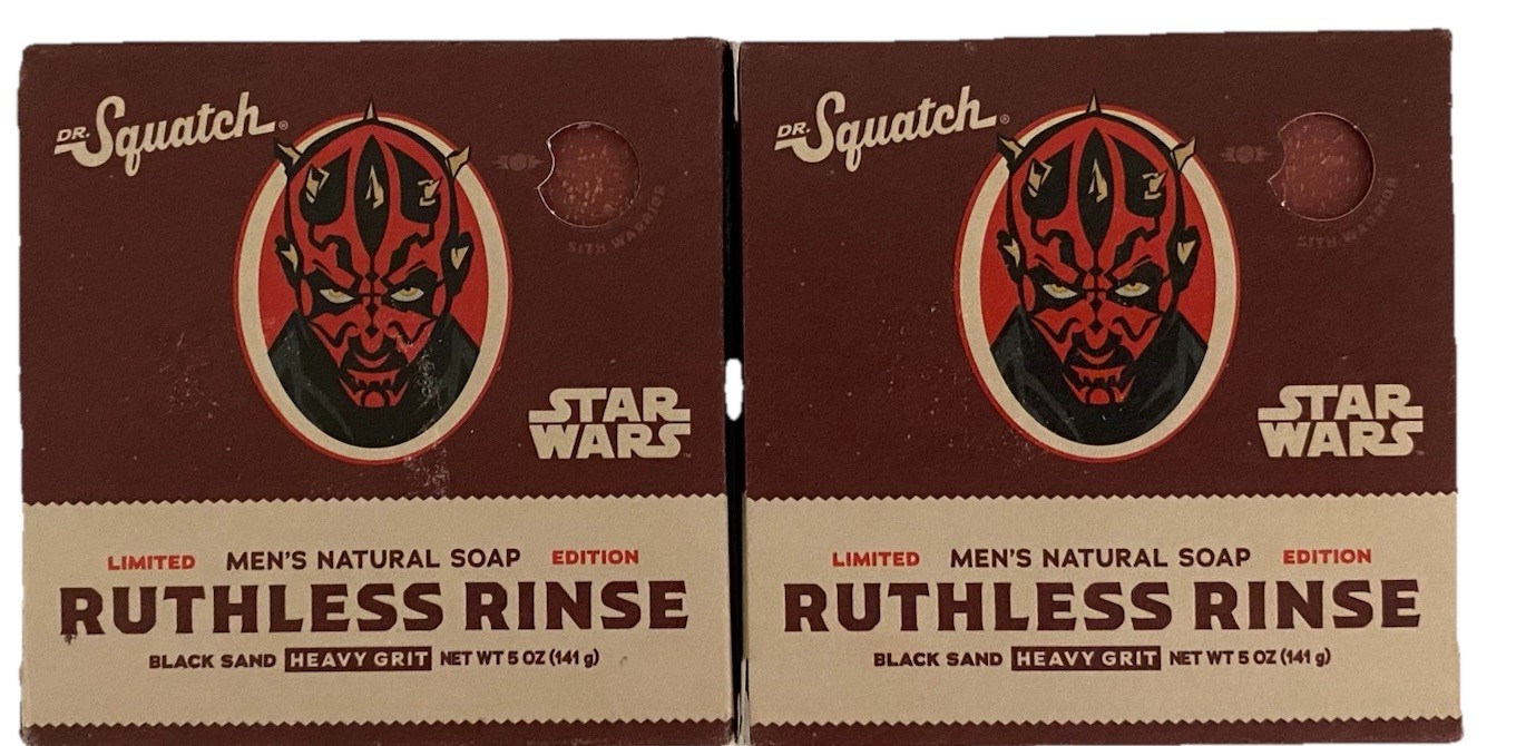 Dr. Squatch Ruthless Rinse Darth Maul Star Wars Mens 5oz Bar Soap Heavy Grit 2pk