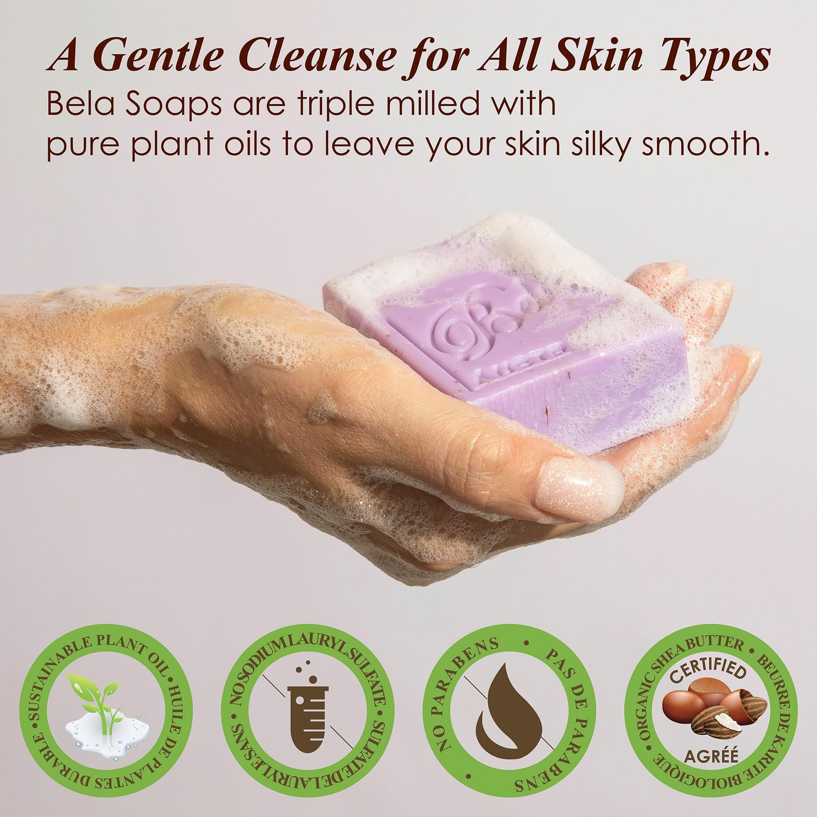 BELA Triple Milled Soap Variety Pack 6 Bars 3.3 OZ Each Organic Shea Butter