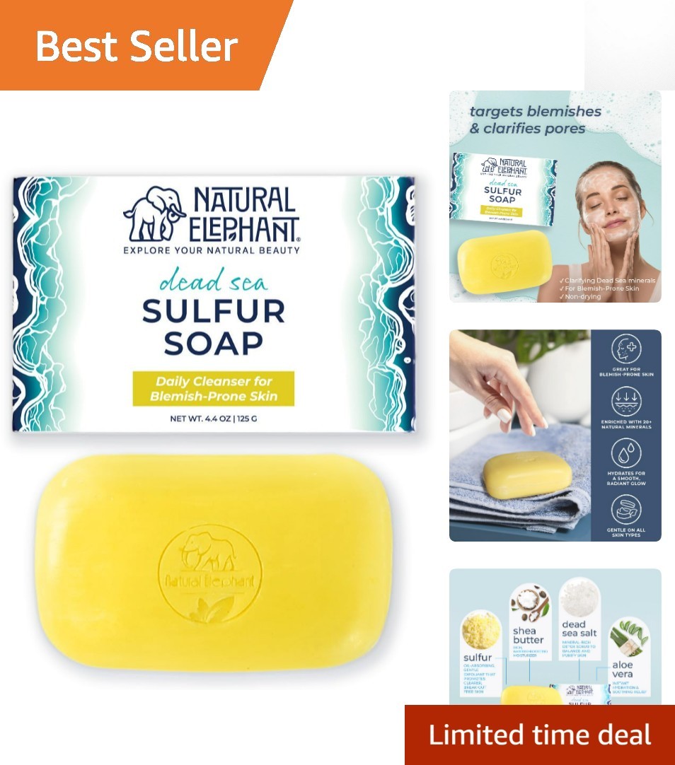 Enriched Dead Sea Sulfur Soap for Clear Skin – Natural 4.4 oz Bar with Aloe Vera