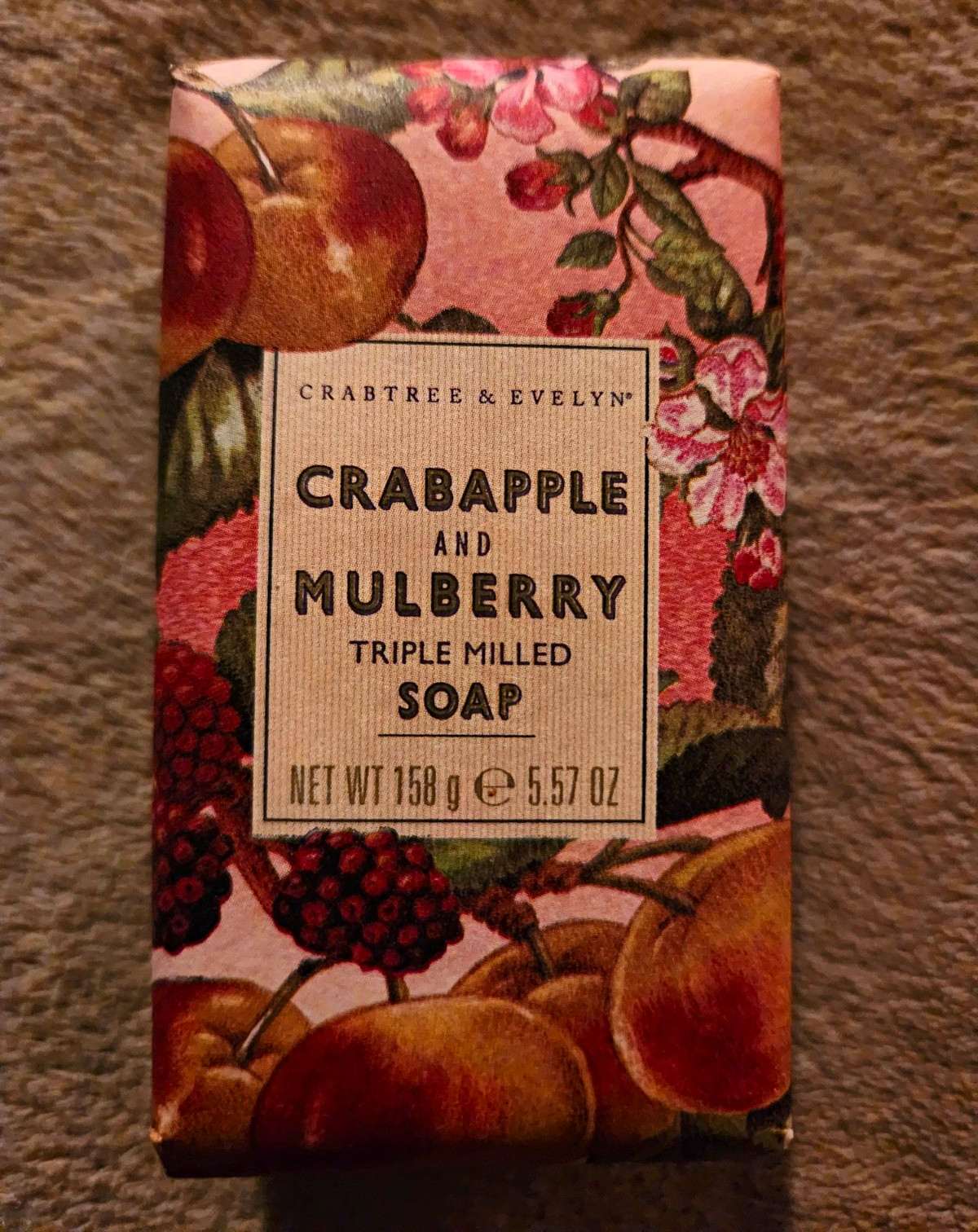 Crabtree & Evelyn Crabapple & Mulberry Triple Milled Soap Bar 5.57 oz