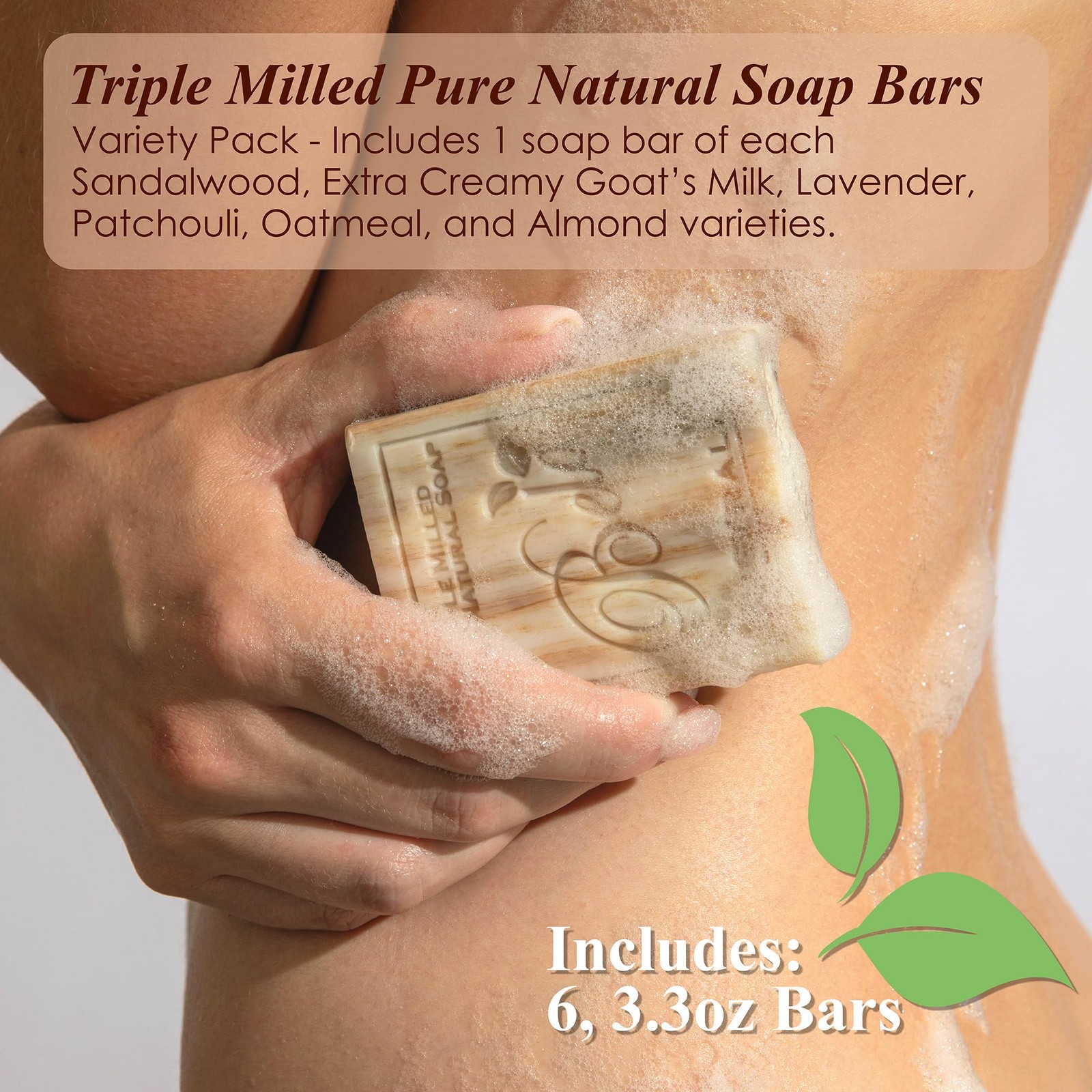 BELA Triple Milled Soap Variety Pack 6 Bars 3.3 OZ Each Organic Shea Butter