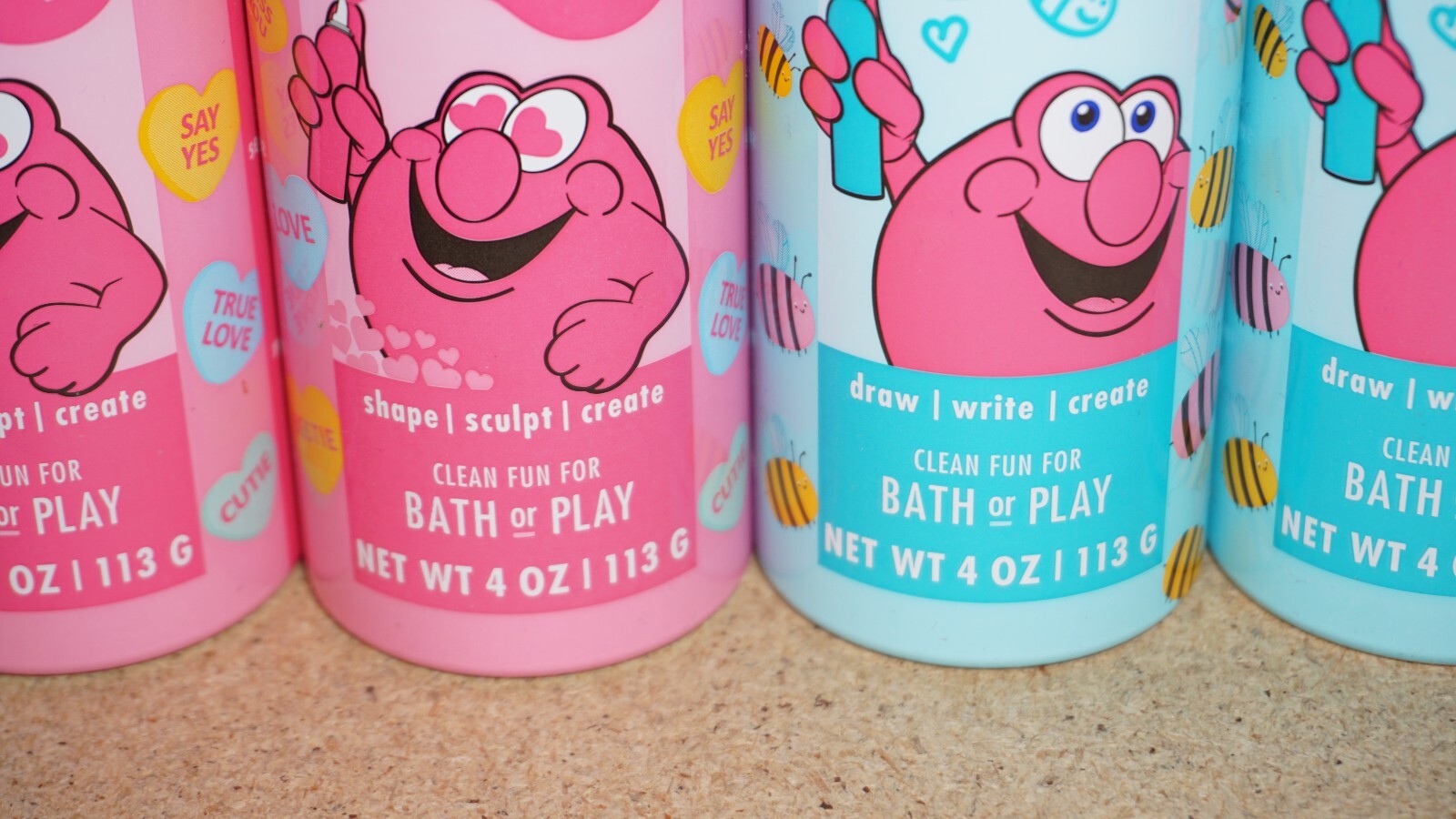 4x Mr. Bubble Foam Soap Doodle Bee My Honey Candy Hearts Sensory Bath Play