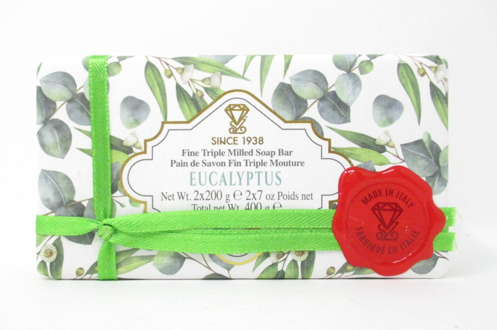 Zeni Italian Luxury Bath Bar Soap 2 Pack Eucalyptus 7oz each (14oz total)