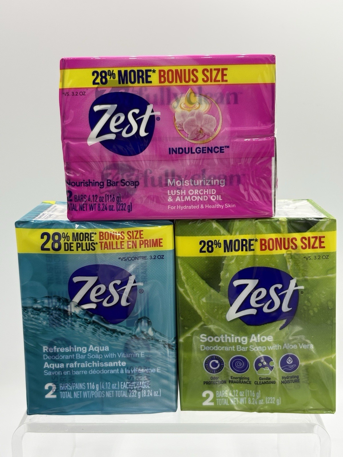 ZEST Bar Soap Bundle ( 6 Bars ) Lush Orchid & Almond Oil, Refreshing Aqua & Aloe