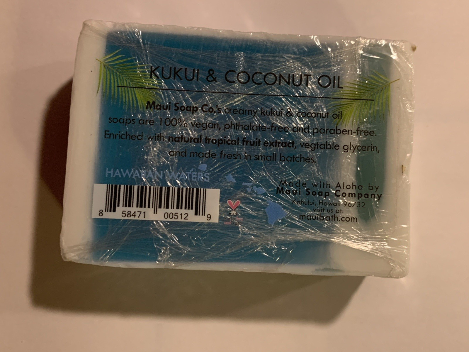 Maui Soap Co Hawaiian Waters Bar Soap with Kukui & Coconut Oil 6oz