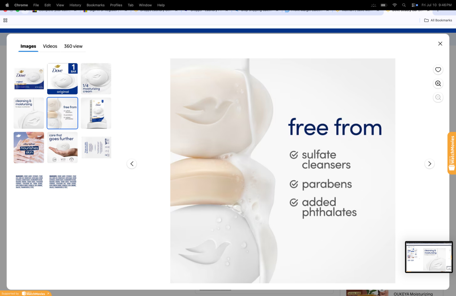 Dove Beauty Bar Soap For Soft, Smooth Skin, Original, With 1/4 Moisturizing Crea