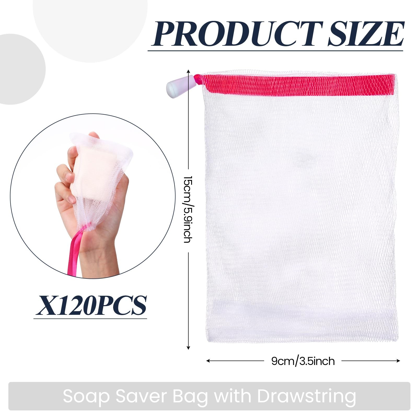 120 Pcs Soap Mesh Bag Exfoliating Soap Saver Pouch Foam Net with Drawstring f…