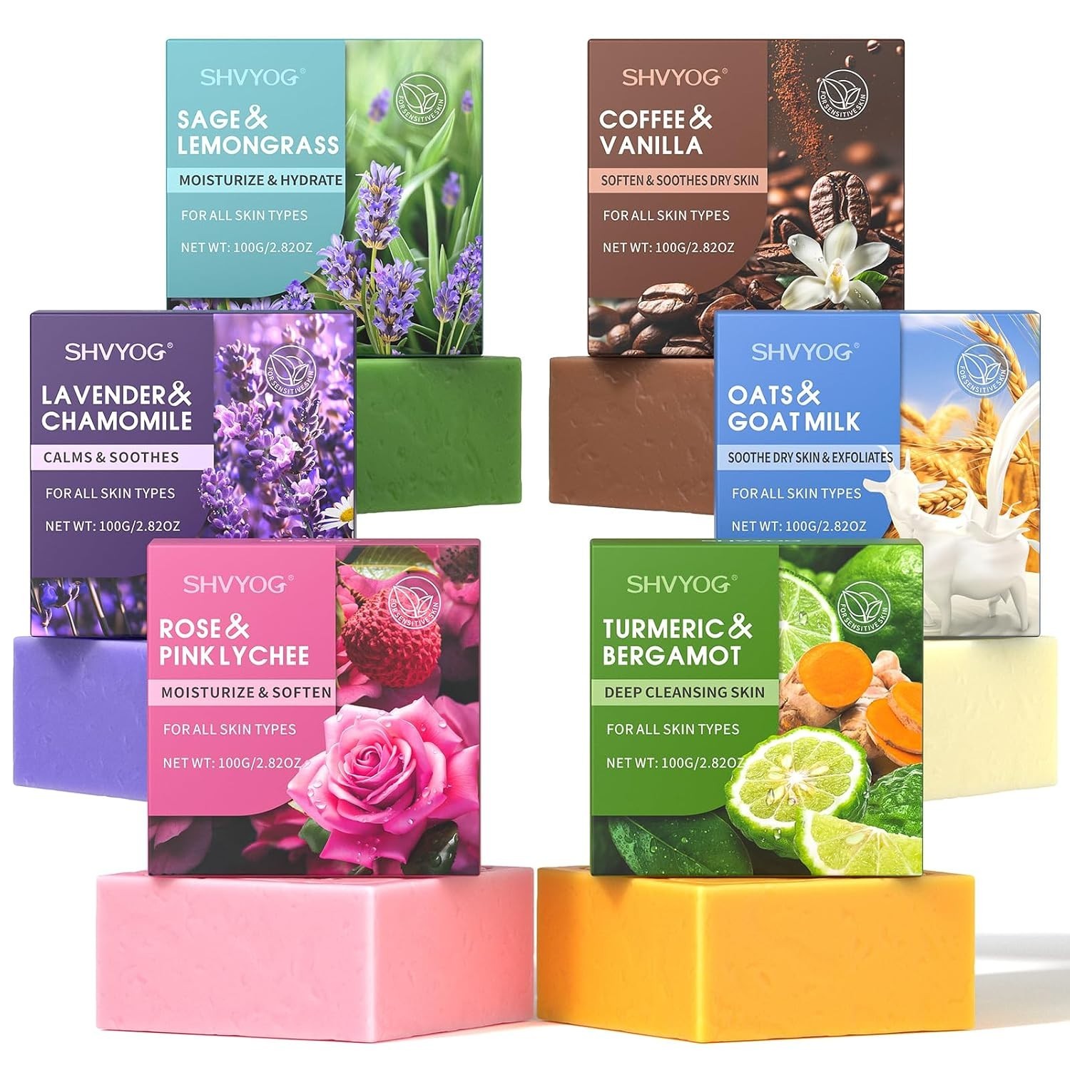 Hydrating 6PCS Soap Gift Set with Organic Ingredients & Invigorating Scents