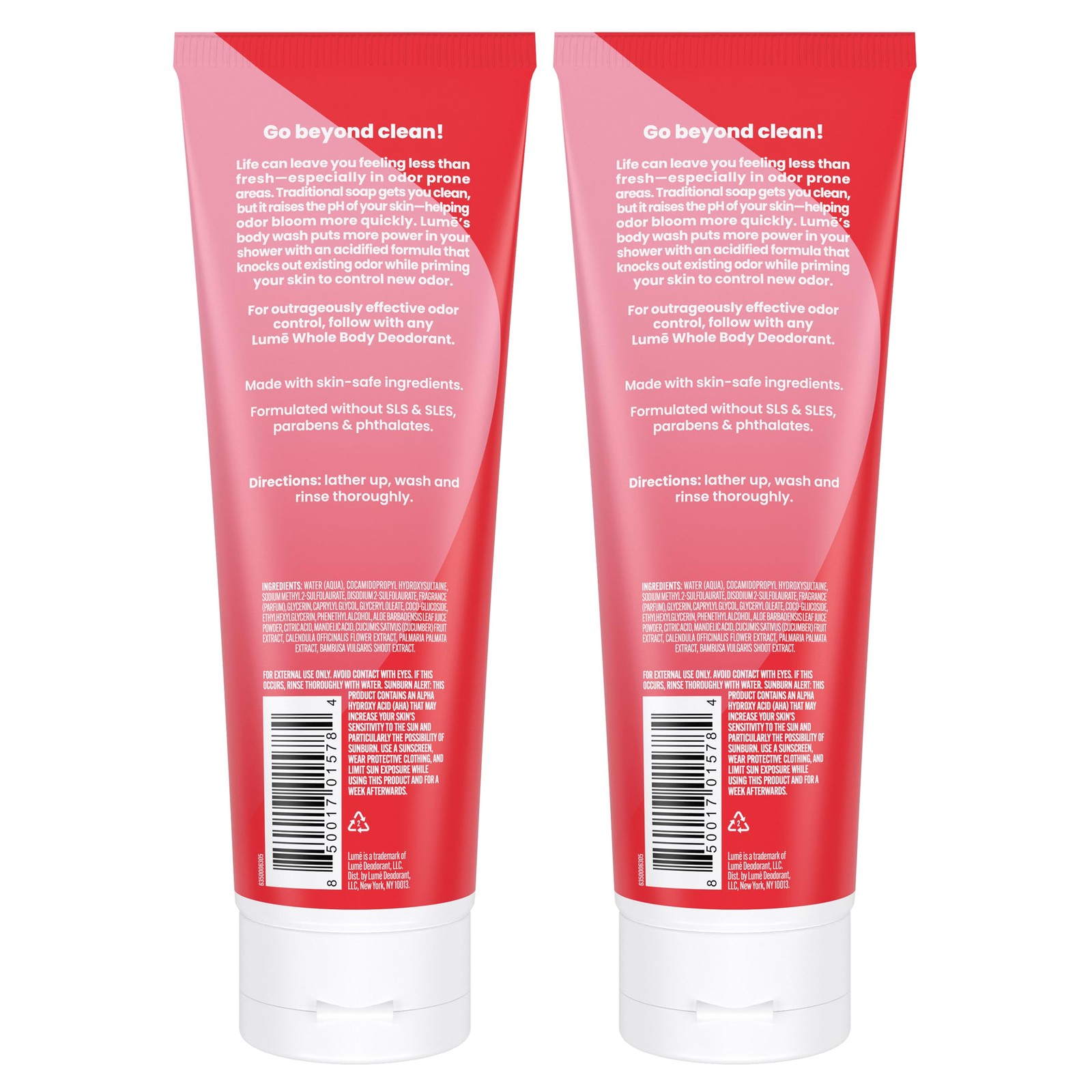 Lume Acidified Body Wash – 24 Hour Odor Control – Removes Odor Better than Soap