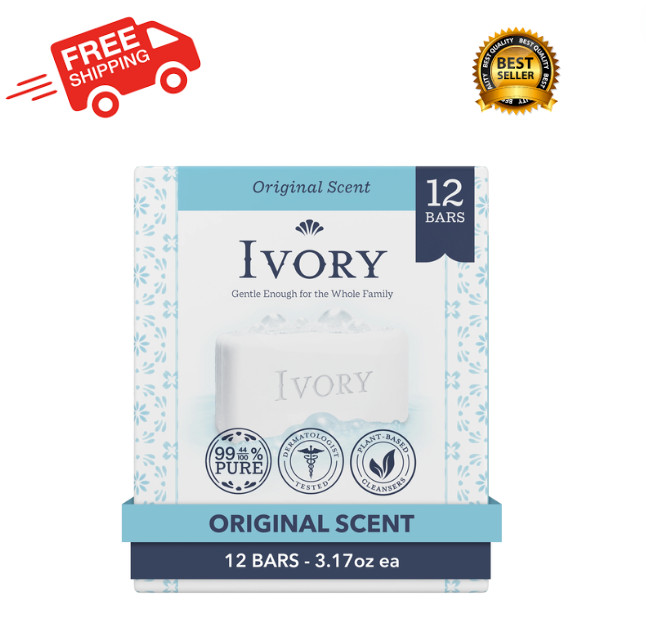Ivory Bar Soap with Original Scent, 3.17 oz, 12 Count