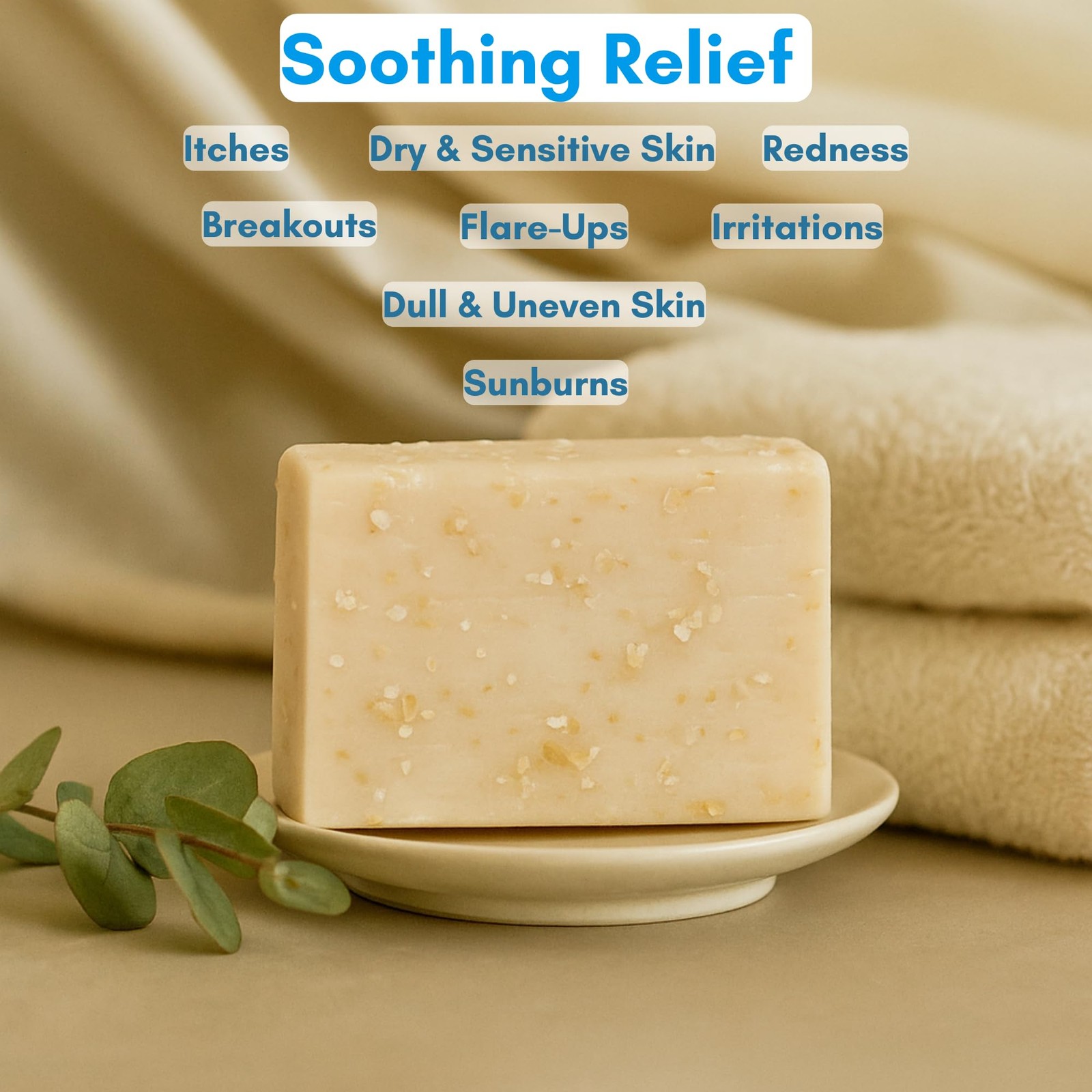 Oatmeal Soap Bar for Itchy Skin & Eczema 4.4 Ounce (Pack of 4), Moisturizing