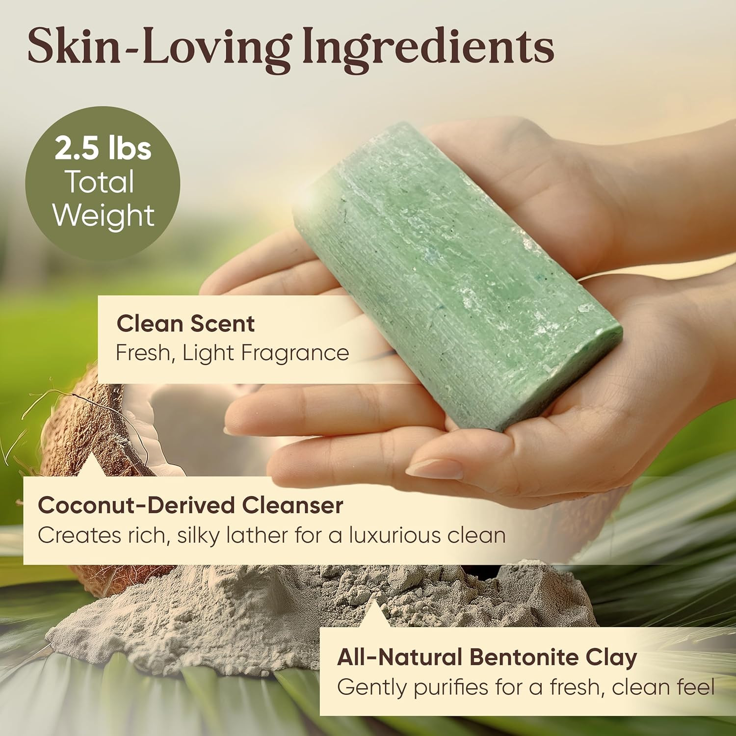 Soap Value Pack 8 Easy-To-Grip Hydrating Bars 5 Oz Each 2.5 Lb Cold-Process USA